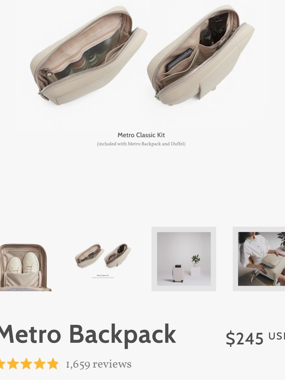 Metro Backpack - Beige - - Picture 6 of 17